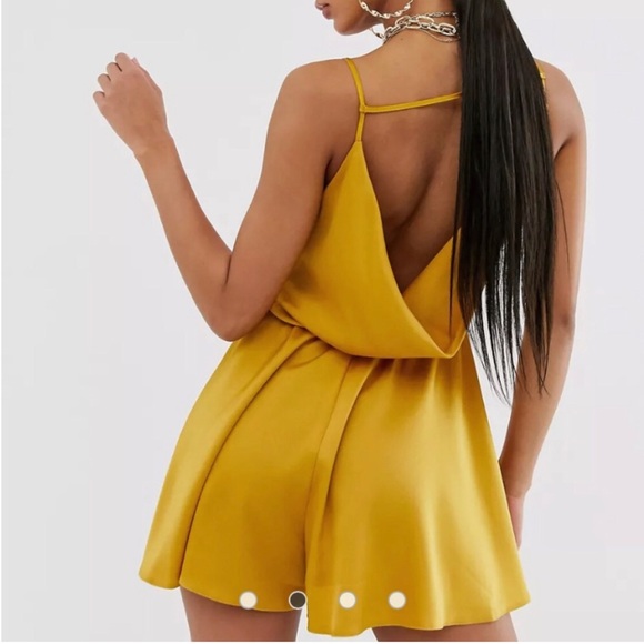 ASOS Cowl Back Golden Romper With Ring Detail NWT Size 14 - Picture 2 of 7